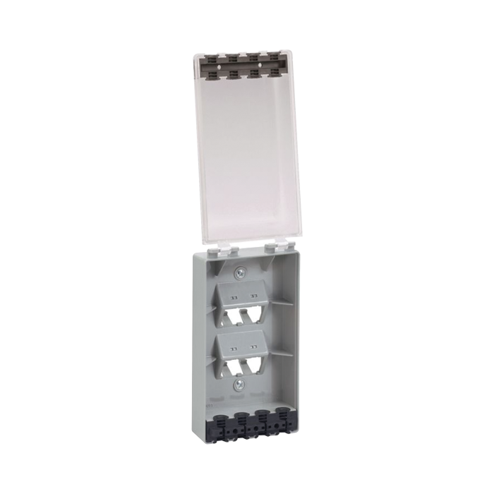 Placa de Pared Vertical, Resistente al Agua con Proteccion IP56, Acepta 4 Modulos Mini-Com, Color Claro - Image 1