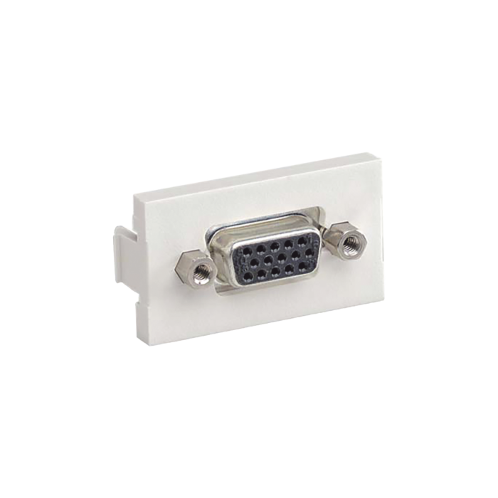 Inserto Plano de 1/3, Con Acoplador VGA Hembra-Hembra de 15 Pines, Color Blanco Mate - Image 1