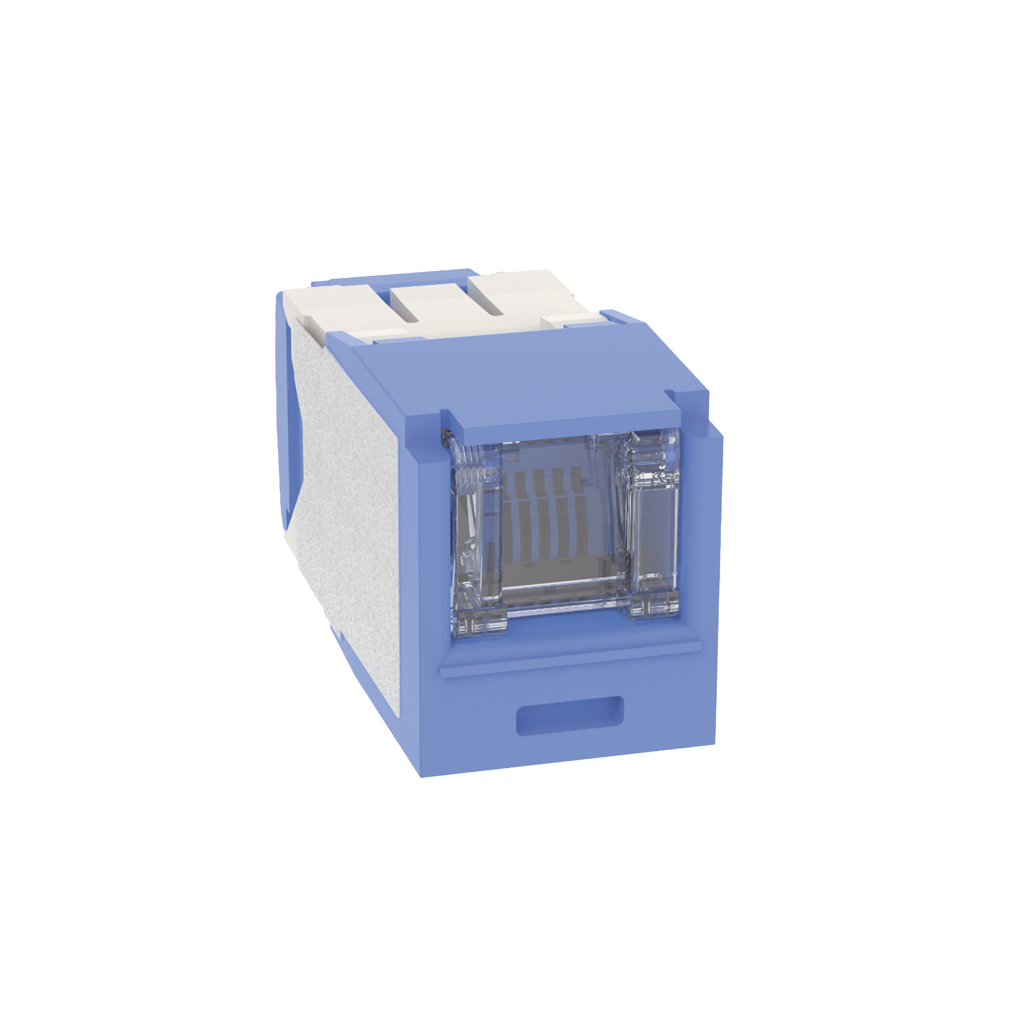 CJH6X88TGBU-h.png Conector Jack RJ45 Estilo TG con Ventana, Mini-Com, Categoria 6A, de 8 posiciones y 8 cables, Color Azul - Image 1