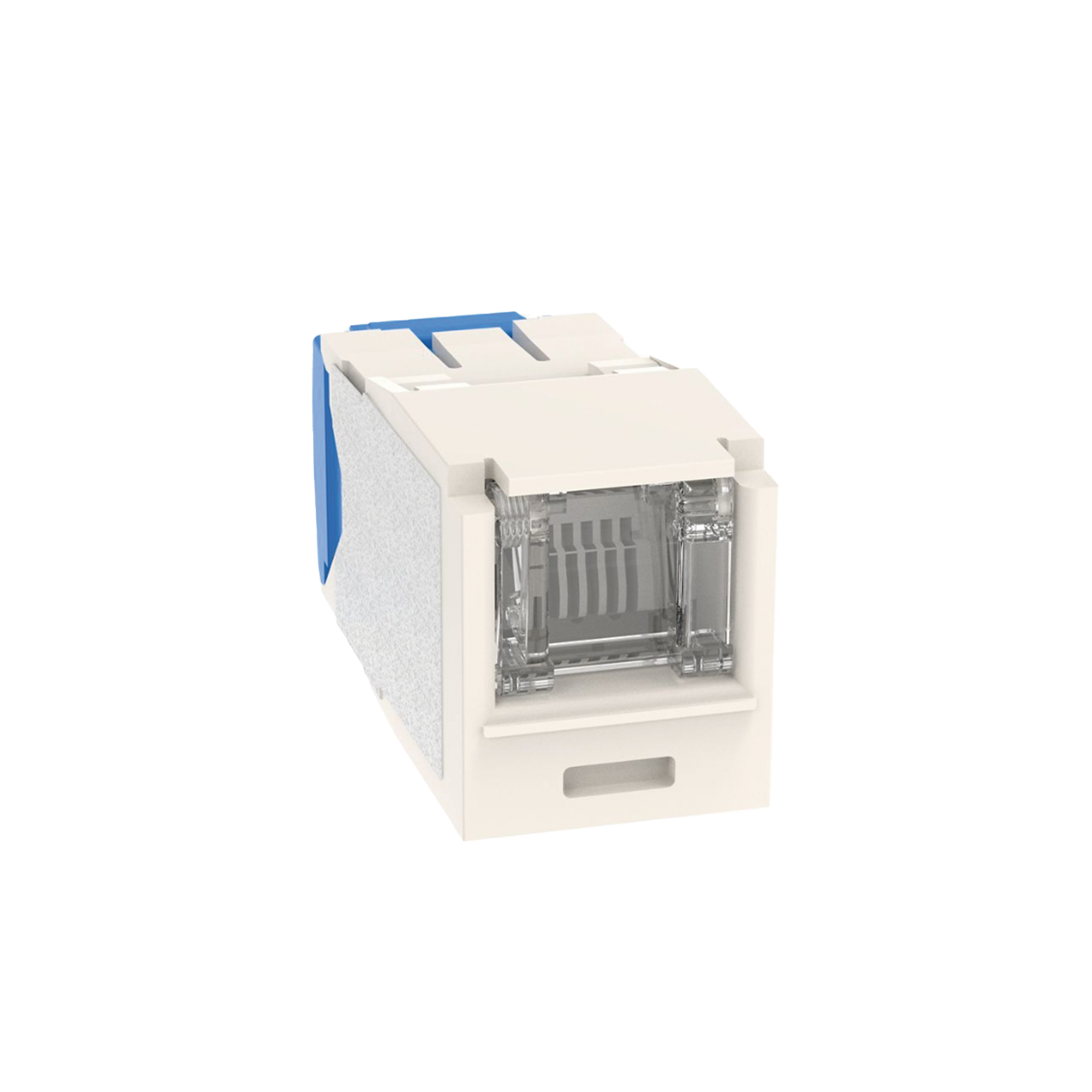 CJH6X88TGWH-h.png Conector Jack RJ45 Estilo TG con Ventana, Mini-Com, Categoria 6A, de 8 posiciones y 8 cables, Color Blanco - Image 1