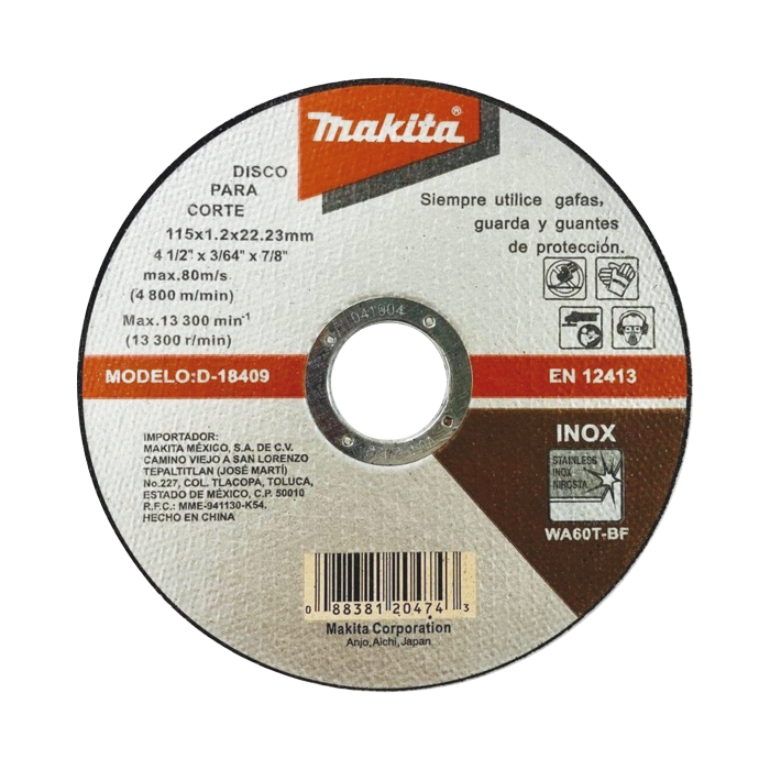 Disco de Corte de 7/8" de acero inoxidable, diametro de 4-1/2" - Image 1