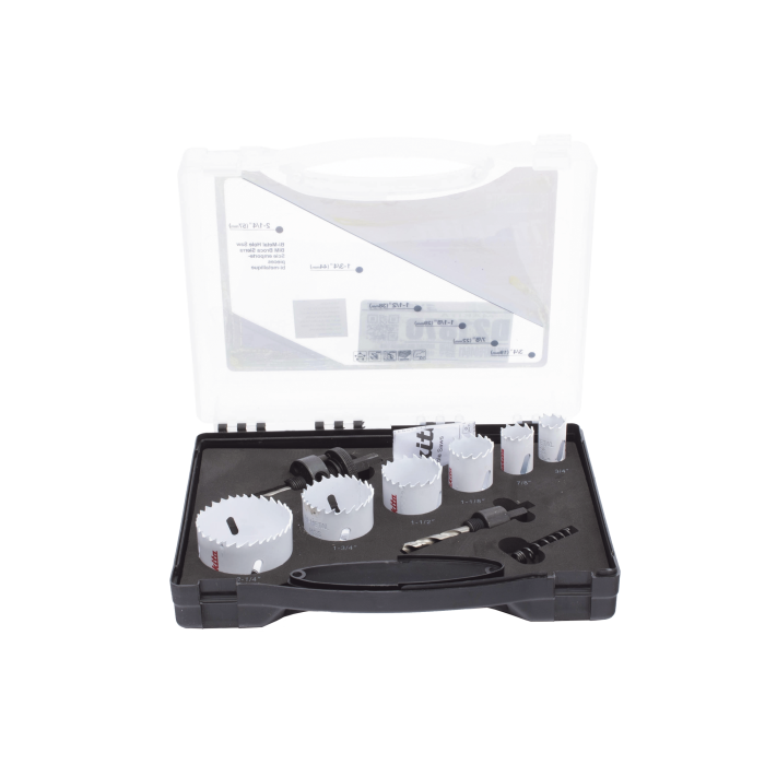 Kit de broca sierras (3/4 - 2 1/4 in) incluye 6 piezas de broca sierras, 2 adaptadores y resorte de expulsion. - Image 1