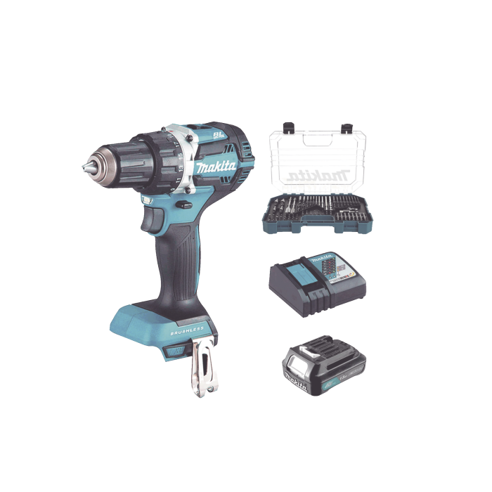 Rotomartillo/Taladro Inalambrico (1/2") de 1,900 RPM, 18Vcc, Incluye 1 Bateri­a BL1815N de 1.5Ah, 1 Cargador Modelo DC18SD y Un Set de 75 Pzas Modelo E-06943 - Image 1