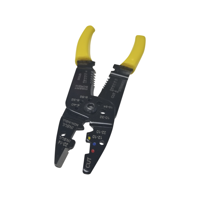 Pinza Cortacables / Pelacables 10 a 22 AWG con Plegador de Conectores. - Image 1