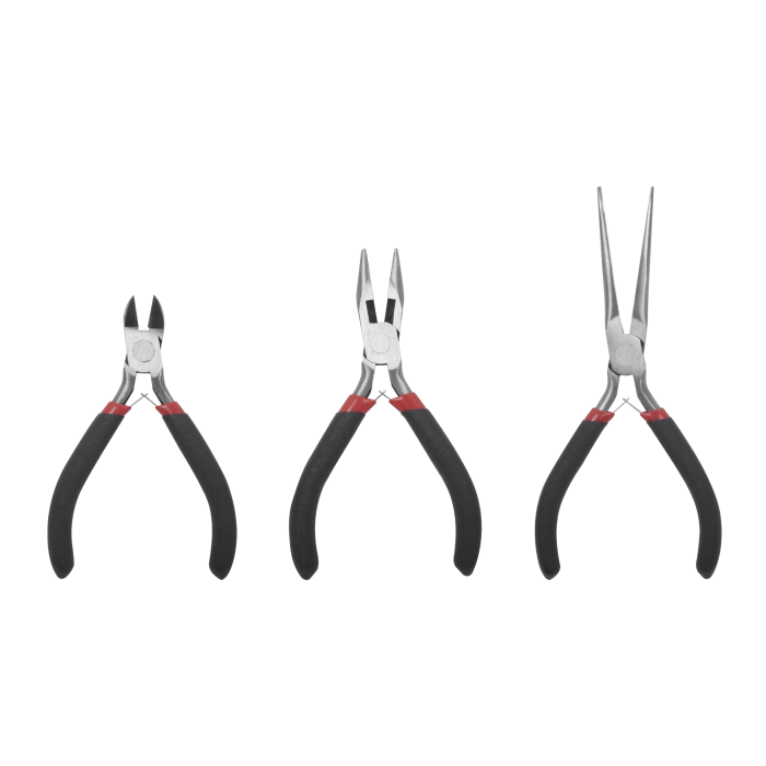 Juego de 3 Mini Pinzas de Corte de 5". Incluye: Pinza de Punta Redonda, Diagonal y Punta de Aguja. - Image 1