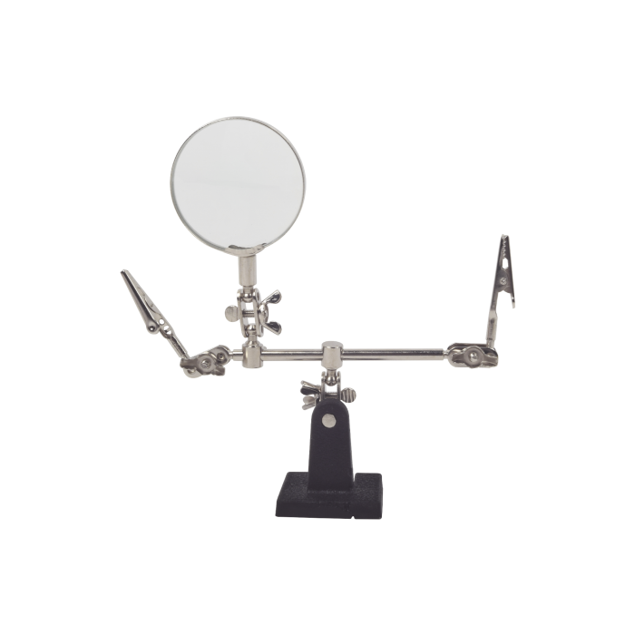Soporte con lupa y dos brazos con clip. Ideal para trabajos de soldadura. - Image 1