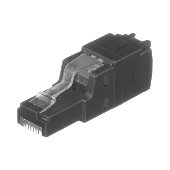 Plug RJ45 UTP, Instalacion Recta, Terminacion en Campo Certificable, Compatible con Cat5e, Cat6 y Cat6A, Color Negro - Image 1
