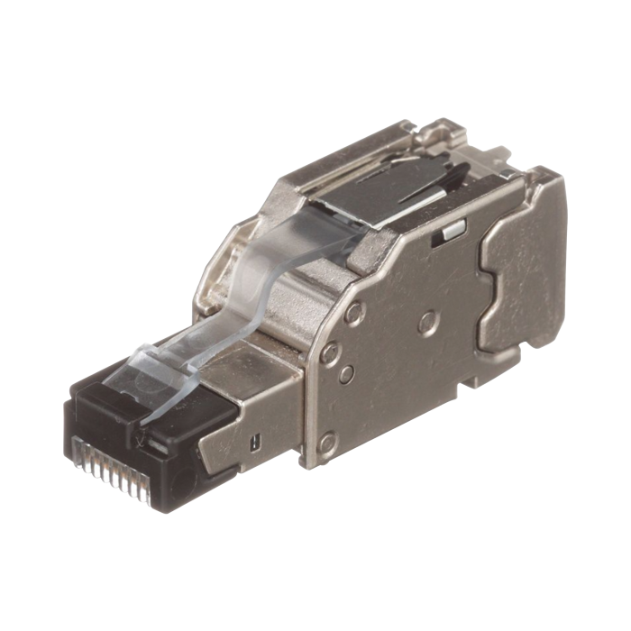 Plug RJ45 Blindado, Instalacion Recta, Terminacion en Campo Certificable, Compatible con Cat5e, Cat6 y Cat6A, Color Plata - Image 1