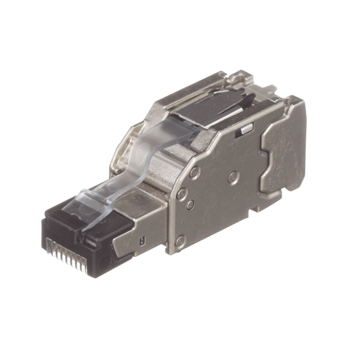 Plug RJ45 Blindado, Instalacion Recta, Terminacion en Campo Certificable, Compatible con Cat5e, Cat6 y Cat6A, Color Plata, Paquete de 10 Piezas - Image 1