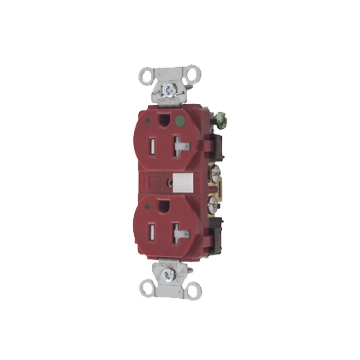 Contacto Duplex de 20 A 125 V CA/ A prueba de Manipulaciones / Nema 5-20R / Grado Hospitalario / Color Rojo. - Image 1