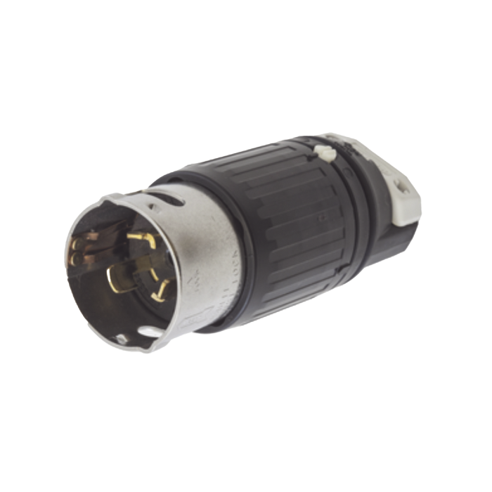 Enchufe Macho con Bloqueo de Media Vuelta Trifasico / 50 A 250 VCA 3 Fases / 3 Polos 4 Hilos / Grado Industrial / Color Negro y Blanco. - Image 1