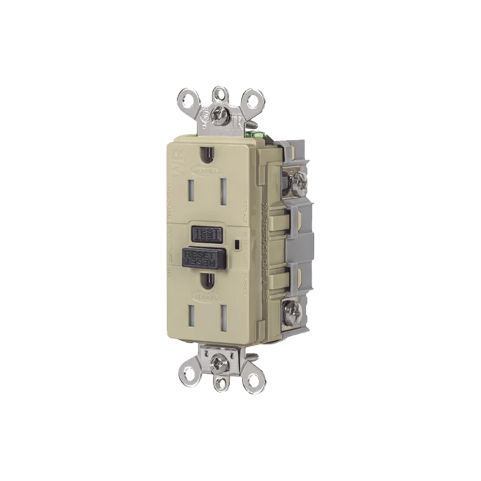 Contacto de Auto-verificacion GFCI de 15 A 125 V 2 Polos/ Resistente a Manipulaciones y Intemperie / Color Marfil / Nema 5-15R / Grado Industrial. - Image 1