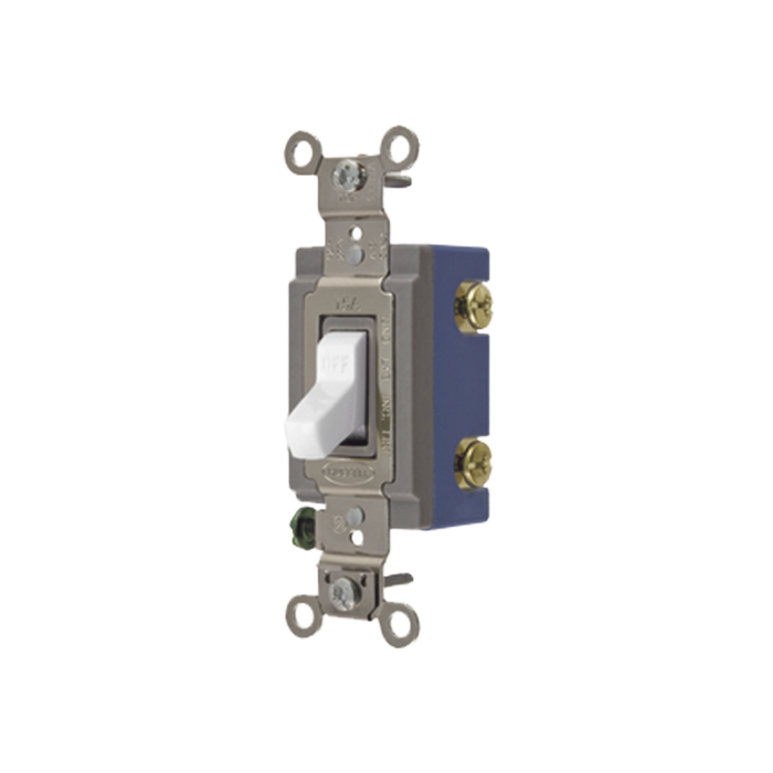 Interruptor de Palanca 15 A 120-277 V CA/ Unipolar / Grado Industrial/ Uso Extra Pesado / Cableado Lateral y Posterior / Color Blanco. - Image 1