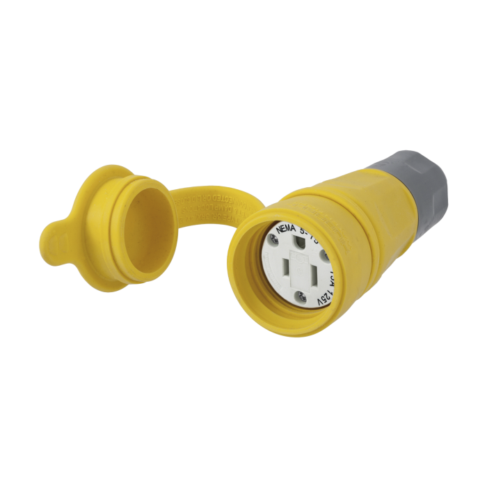 Conector Hermetico / 15 A 125 V CA / 2 Polos 3 Hilos/ NEMA 5-15 R/ Color Amarillo. - Image 1