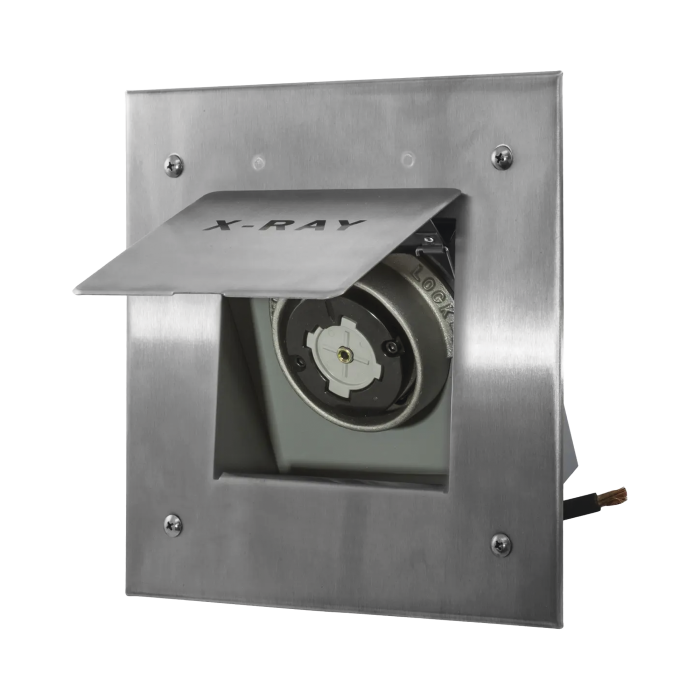 Receptaculo Movil de Rayos X / 50 A 250 V CA/ 2 Polos 3 Hilos / Placa de Acero Inoxidable. - Image 1