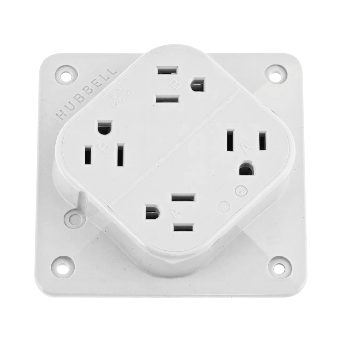 Multicontacto Di-plex con 6 Salidas/ 15 A 125 V CA/ 2 Polos 3 Hilos / Color Blanco. - Image 1