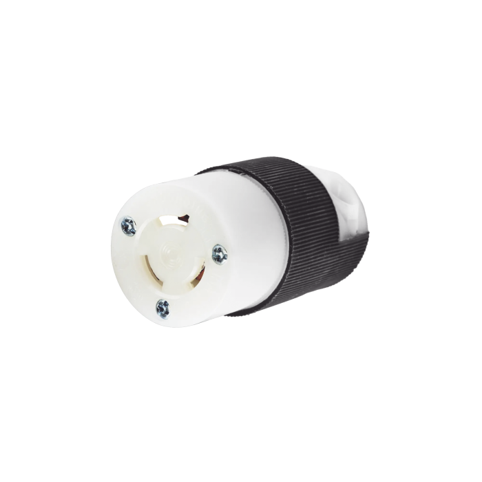 Conector Industrial con Bloqueo de Media Vuelta / 15 A 250 V CA / 2 Polos 3 Hilos / Nema L6-15R / Color Blanco y Negro. - Image 1