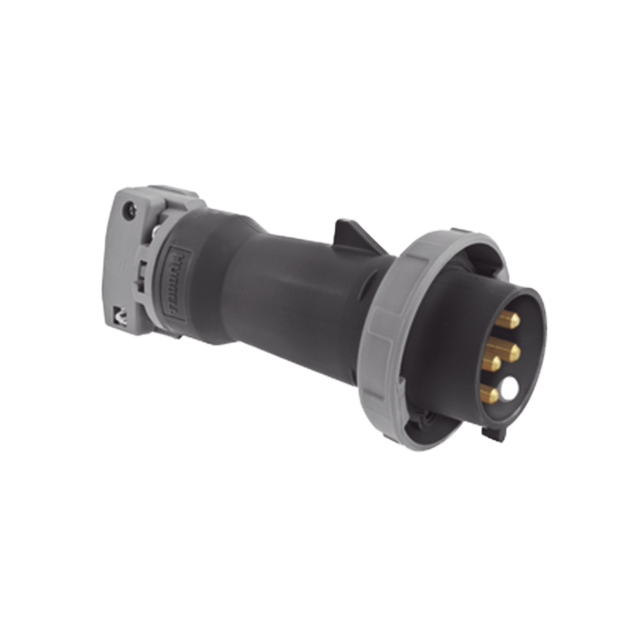 Enchufe Macho Pin and Sleeve Trifasico / 60 A 600 VCA 3 Fases / 3 Polos 4 Hilos / Hermetico / Grado Industrial / Color Negro. - Image 1