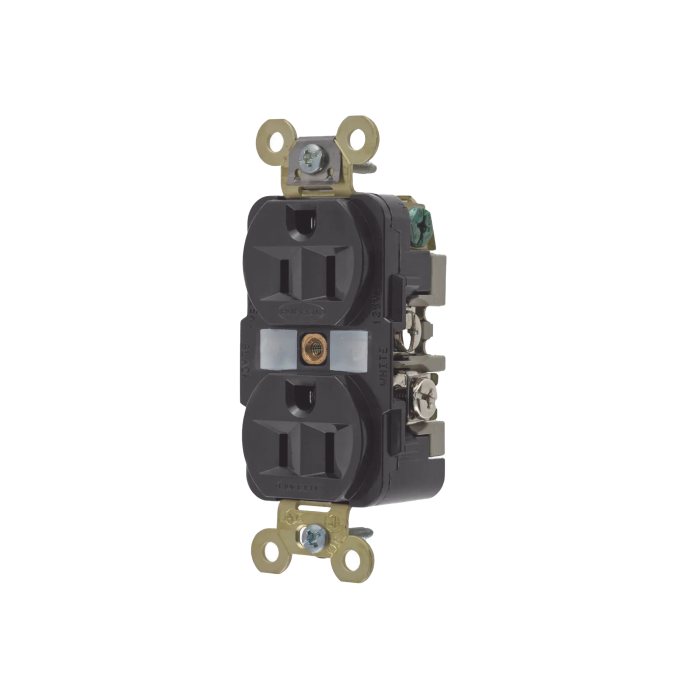 Contacto Di-plex 15 A 125 V / 2 Polos 3 Hilos/ Color Negro / Nema 5-15R / Grado Industrial. - Image 1