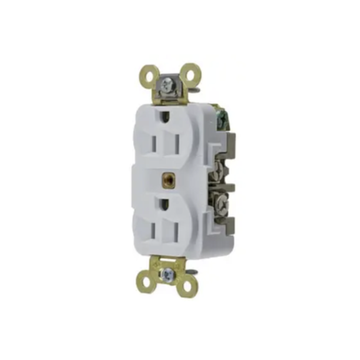 Contacto Di-plex 15 A 125 V 2 Polos, 3 Hilos Color Blanco (Nema 5-15R). Grado Industrial. - Image 1