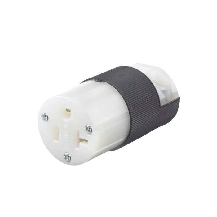 Conector Entrada Recta/ 20 A 125V/ 2 Polos 3 Hilos/ Nema 5-20 R/ Grado Industrial- Comercial / Color Negro-Blanco. - Image 1