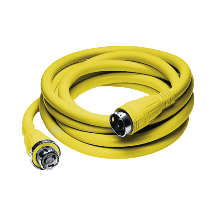 Conjunto de Cable con Extremos Macho y Hembra / 50 A 125/250 V CA / 3 Polos 4 Hilos / Color Amarillo / Grado Marino. - Image 1