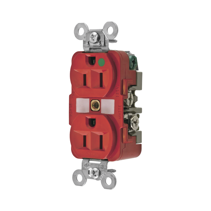 Contacto Di-plex 15 A, 125 V, 2 polos, 3 Hilos, Color Rojo (Nema 5-15R), Grado Hospital. - Image 1