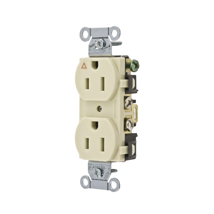 Contacto Di-plex Conexion a Tierra Aislada/ 15 A 125 V/ 2 Polos 3 Hilos/ Color Marfil/ Nema 5-15R/ Grado Comercial. - Image 1