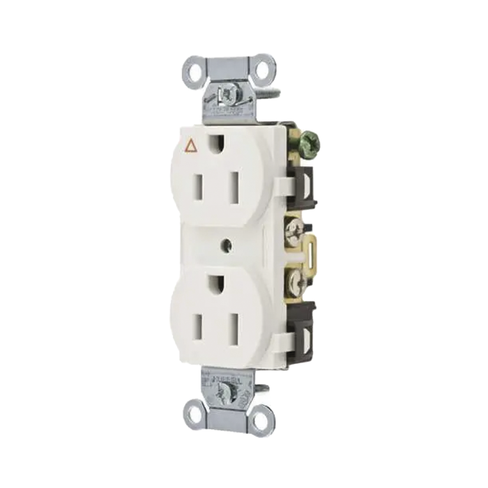 Contacto Di-plex Conexion a Tierra Aislada/ 15 A 125 V/ 2 Polos 3 Hilos/ Color Blanco/ Nema 5-15R/ Grado Comercial. - Image 1