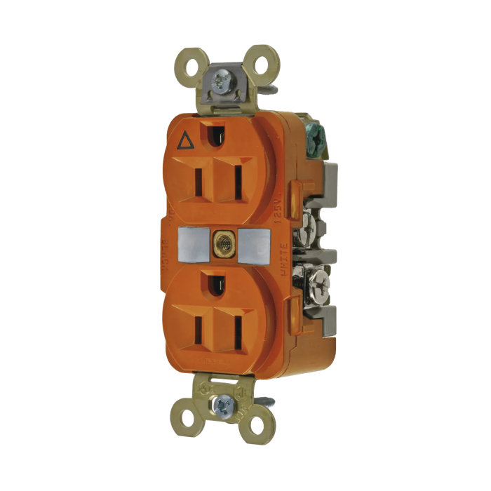 Contacto Di-plex Conexion a Tierra Aislada 15A 125V/ 2 Polos 3 Hilos/ Color Naranja/ Nema 5-15R/ Grado Industrial. - Image 1