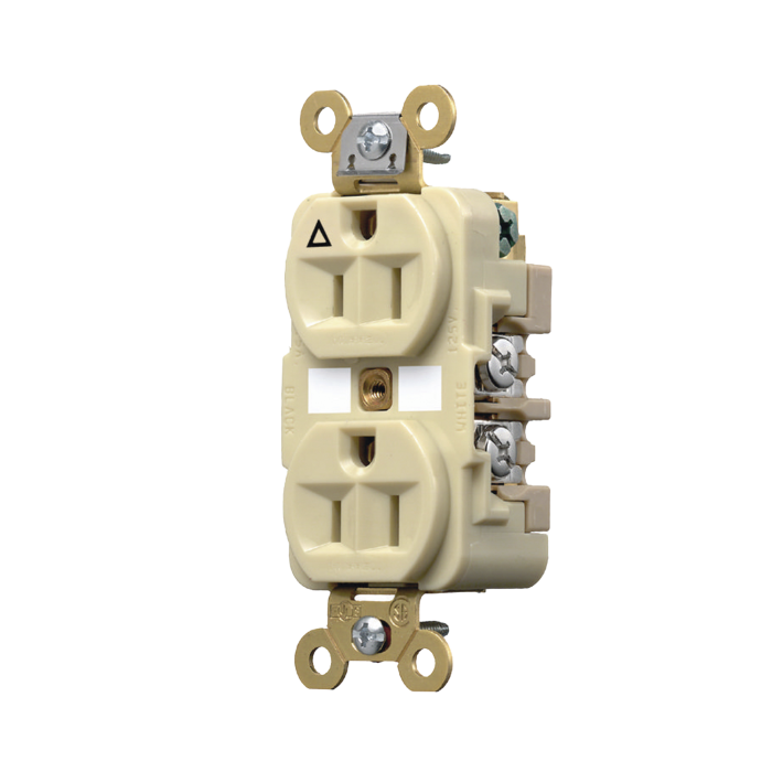 Contacto Di-plex Conexion a Tierra Aislada 15A 125V/ 2 Polos 3 Hilos/ Color Marfil/ Nema 5-15R/ Grado Industrial. - Image 1