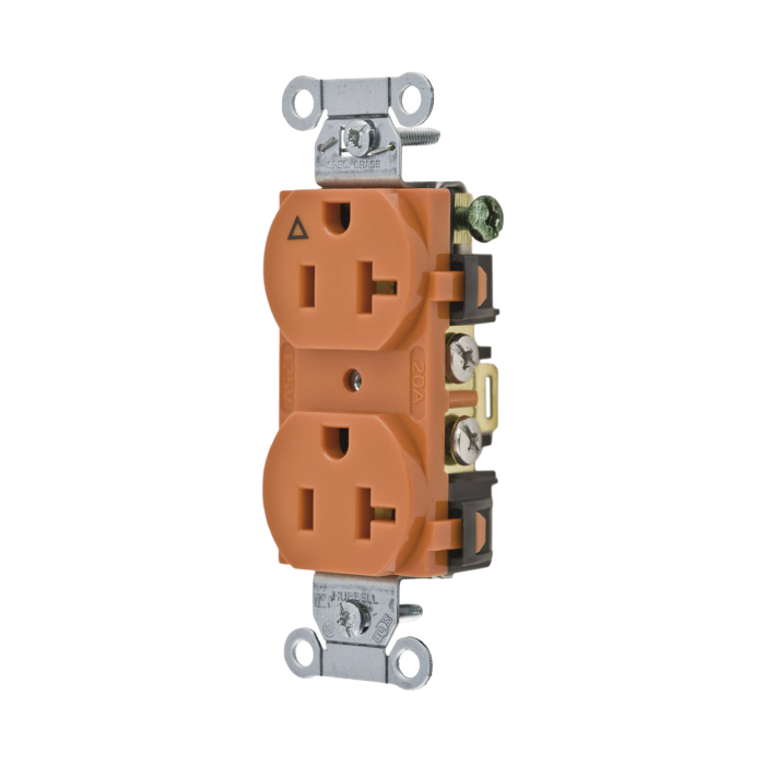 Contacto Di-plex Conexion a Tierra Aislada/ 20 A 125 V/ 2 polos 3 Hilos/ Color naranja/ Nema 5- 20R/ Grado Comercial. - Image 1
