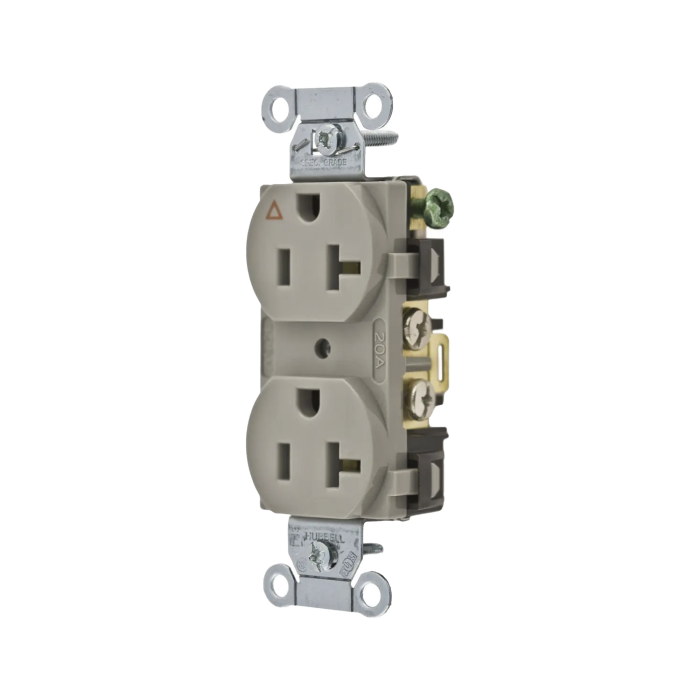 Contacto Di-plex Conexion a Tierra Aislada/ 20 A 125 V/ 2 polos 3 Hilos/ Color Gris/ Nema 5- 20R/ Grado Comercial. - Image 1