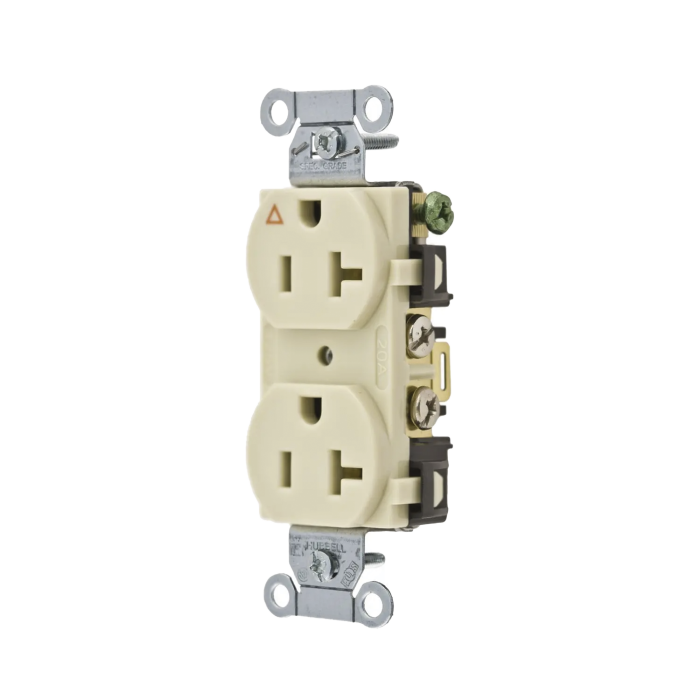Contacto Di-plex Conexion a Tierra Aislada/ 20 A 125 V/ 2 polos 3 Hilos/ Color Marfil/ Nema 5- 20R/ Grado Comercial. - Image 1