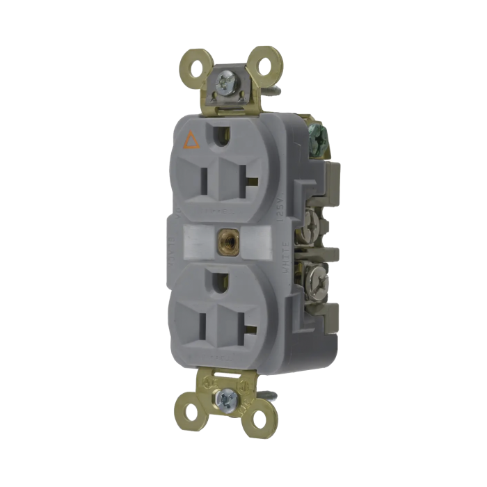 Contacto Di-plex Conexion a Tierra Aislada/ 20 A 125 V/ 2 polos 3 Hilos/ Color Gris/ Nema 5- 20R/ Grado Industrial. - Image 1