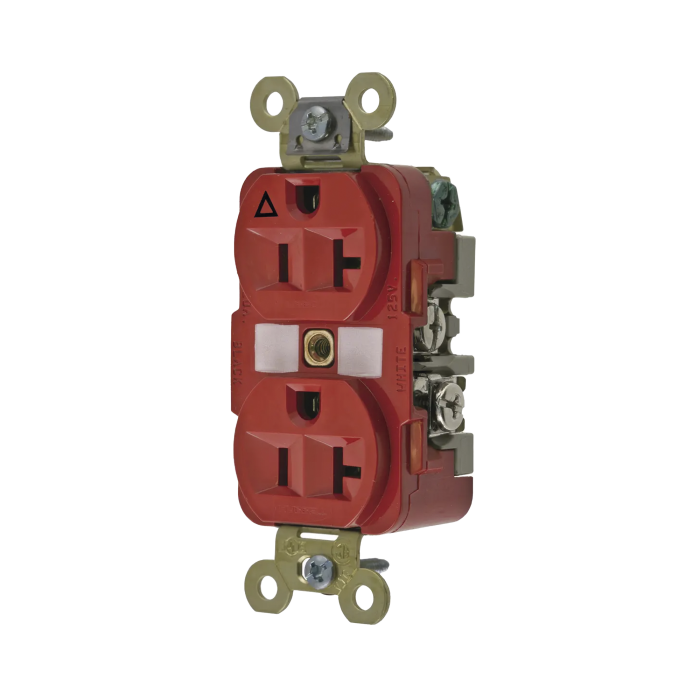 Contacto Di-plex Conexion a Tierra Aislada/ 20 A 125 V/ 2 polos 3 Hilos/ Color Rojo/ Nema 5- 20R/ Grado Industrial. - Image 1