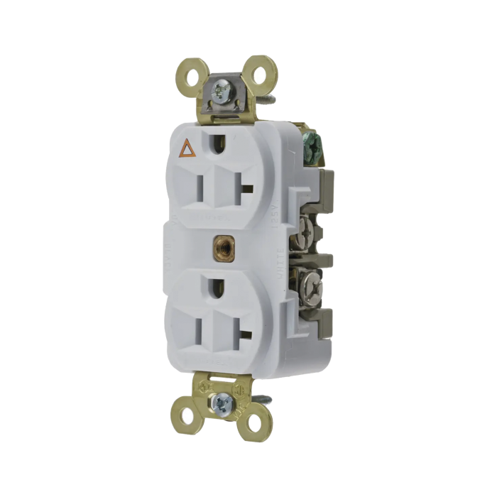Contacto Di-plex Conexion a Tierra Aislada/ 20 A 125 V/ 2 polos 3 Hilos/ Color Blanco/ Nema 5- 20R/ Grado Industrial. - Image 1