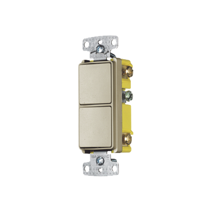 Interruptor Residencial 15 A 120-277 V / 2 Bases Unipolares / Cableado lateral / Color Marfil. - Image 1