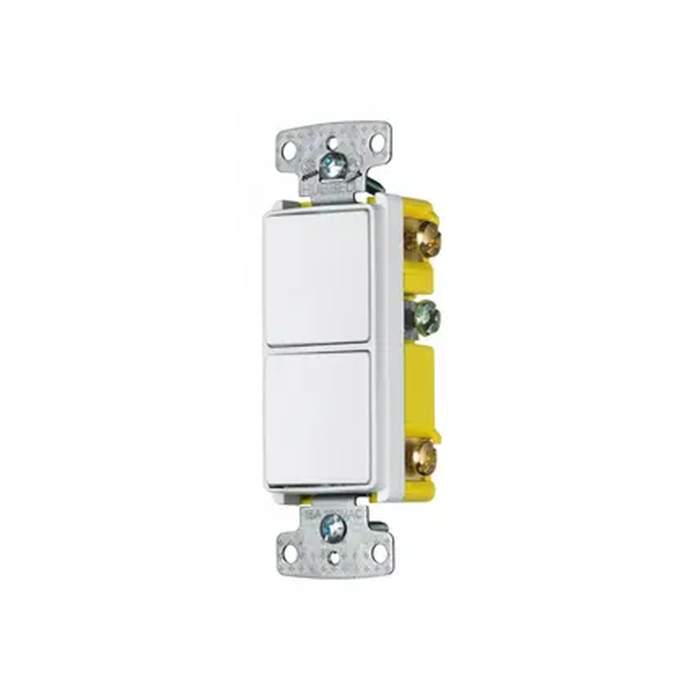 Interruptor Residencial 15 A 120-277 V, con 2 Bases Unipolares, Cableado lateral, Color Blanco. - Image 1