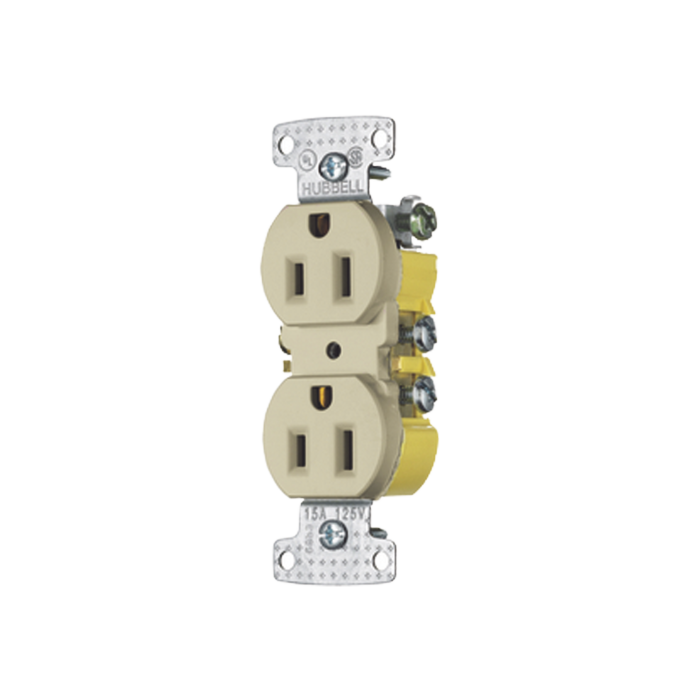Contacto Duplex 15A 125V/ 2 Polos 3 Hilos / Cableado posterior y lateral / Nema 5-15R / Color Marfil. - Image 1