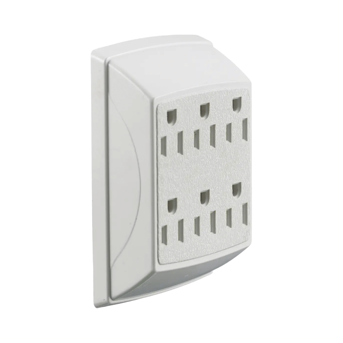 Multicontacto Di-plex con 6 Salidas/ 15 A 125 V CA/ 2 Polos 3 Hilos / Color Blanco. - Image 1