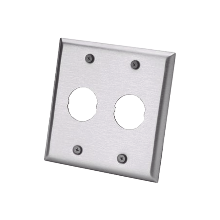 Placa de Pared Doble IndustrialNetâ„¢, Para 2 Conectores Industriales, de Acero Inoxidable - Image 1