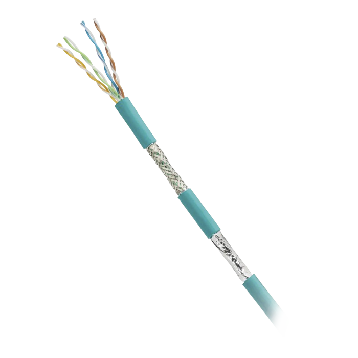 Bobina de Cable Blindado SF/UTP Categori­a 5e de 4 pares, Uso Industrial con Resistencia al Aceite y Rayos UV, Multifilar 24/7 (Flexible), Color Azul Cerceta, Bobina de 305m - Image 1