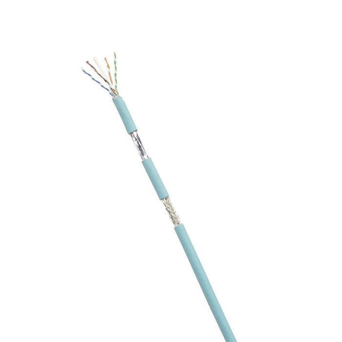 Bobina de Cable Blindado SF/UTP Categori­a 6A, Uso Industrial con Resistencia al Aceite y Rayos UV, Multifilar 24/7 (Flexible), Color Azul Cerceta, Bobina de 305m - Image 1