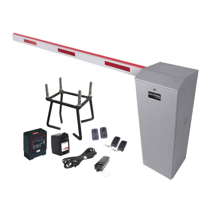 Kit COMPLETO Barrera Izquierda XB / 5M / Iluminacion LED Rojo-Verde / Incluye Sensor de masa, Transformador, Lazo, Ancla, Fotoceldas y 2 Controles Inalambricos - Image 1