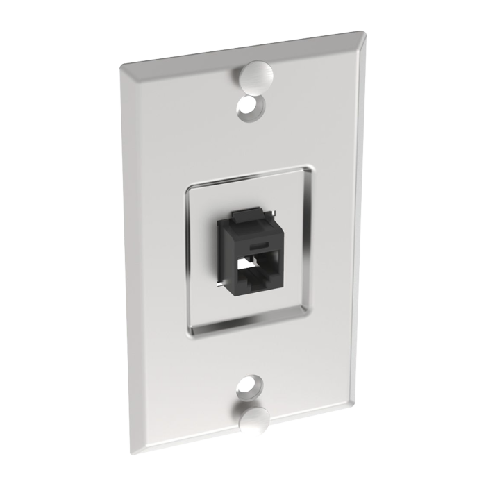 Placa de Pared Telefonica, Salida de 1 Puerto Keystone, Con Jack Cat6 Estilo 110 de Impacto, de Acero Inoxidable - Image 1