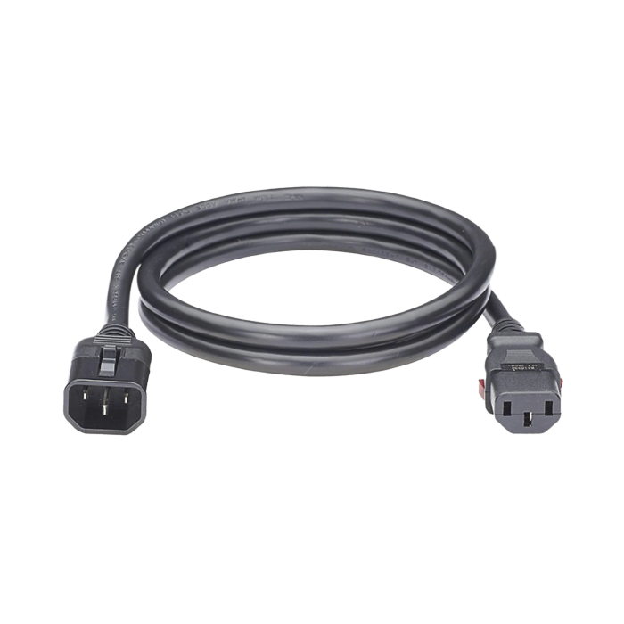 Cable de Alimentacion Electrica Con Bloqueo de Seguridad, de IEC C14 a IEC C13, 1.2 Metros de Largo, Color Negro, Paquete de 10 Piezas - Image 1
