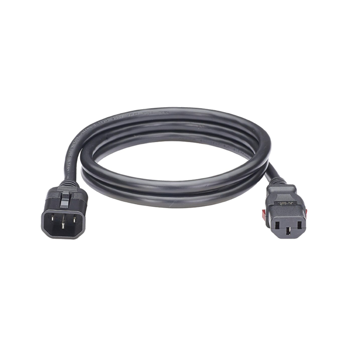 Cable de Alimentacion Electrica Con Bloqueo de Seguridad, de IEC C14 a IEC C13, 1.8 Metros de Largo, Color Negro, Paquete de 10 Piezas - Image 1
