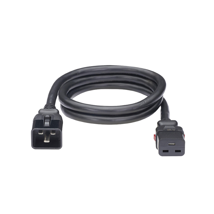 Cable de Alimentacion Electrica Con Bloqueo de Seguridad, de IEC C20 a IEC C19, 60 cm de Largo, Color Negro, Paquete de 10 Piezas - Image 1