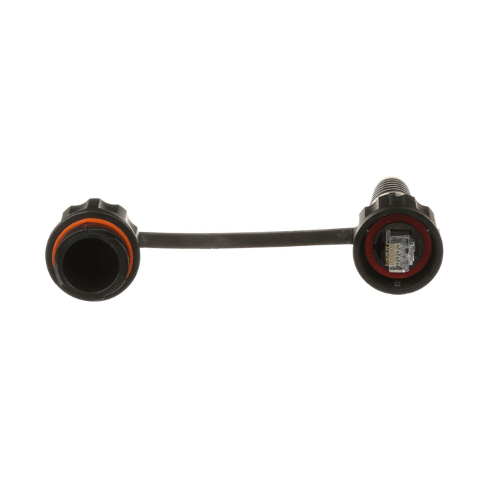 Conector Plug RJ45 de Uso Industrial Blindado, Categori­a 5e, 24AWG, Con Tapa Protectora, Proteccion IP67 - Image 1